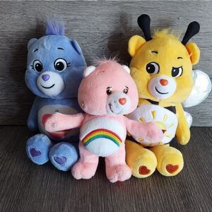 Care Bears Plush Trio - Purple, Pink, Yellow Bears